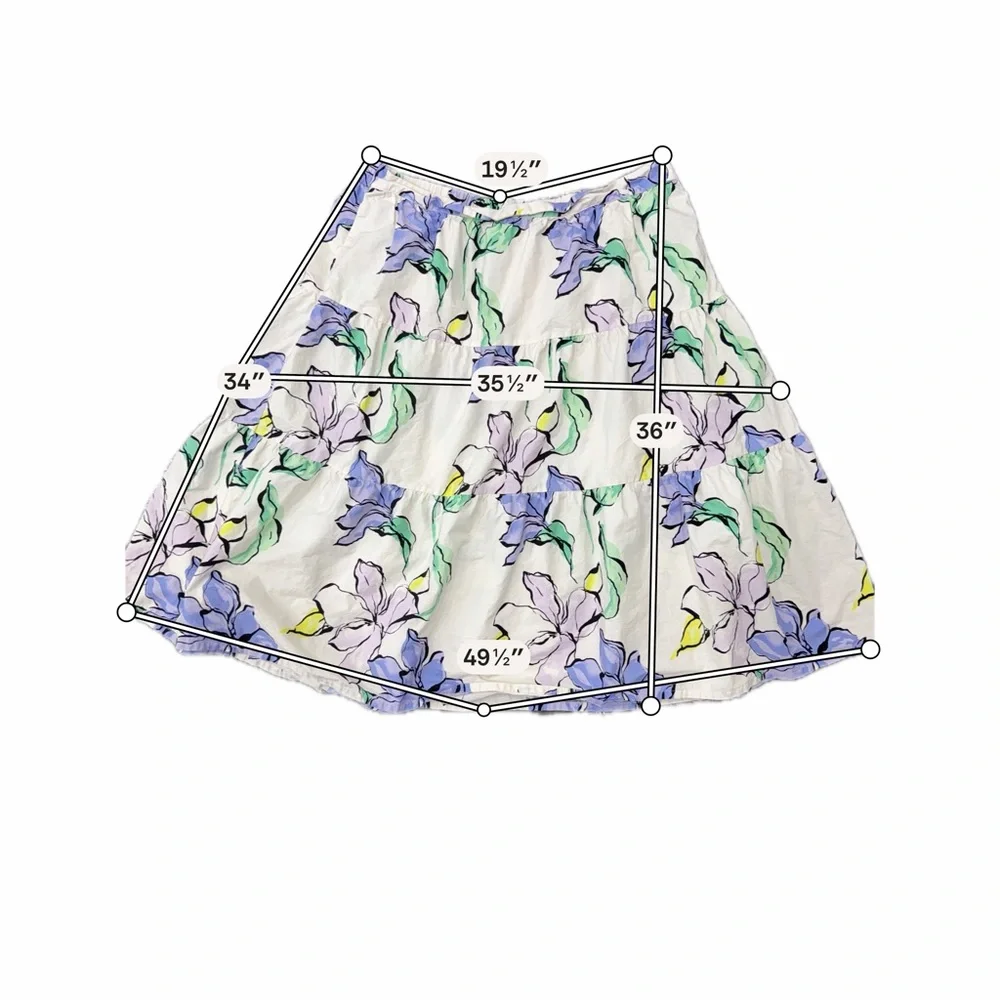 A New Day Floral Tiered Skirt Size 2X Viral Cottagecore Aesthetic Flowy Midi - Picture 7 of 7